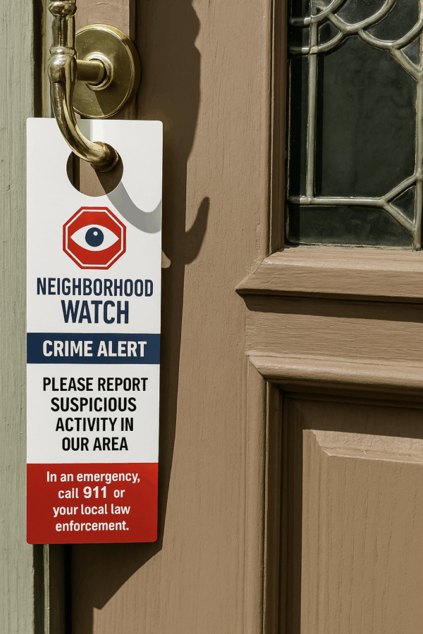 Free Door Hangers For Neighborhood Watch & Crime Alerts