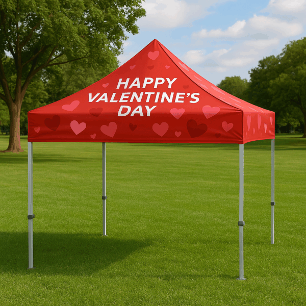 10x10 Aluminum Canopy Tent – Custom Valentine’s Day Edition